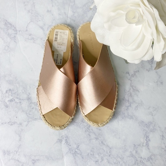 Leather Espadrille Slides Rose Gold - Picture 4 of 6